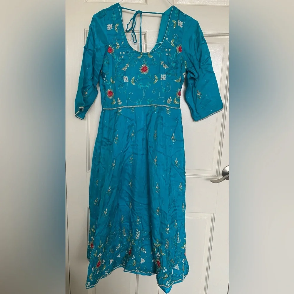 Blue Anarkali with Salwaar - Picture 2 of 16